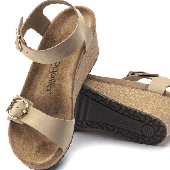 Birkenstock SOLEY Sandcastle nubuck Wedge Sandal women’s size 6 new - Picture 1 of 10